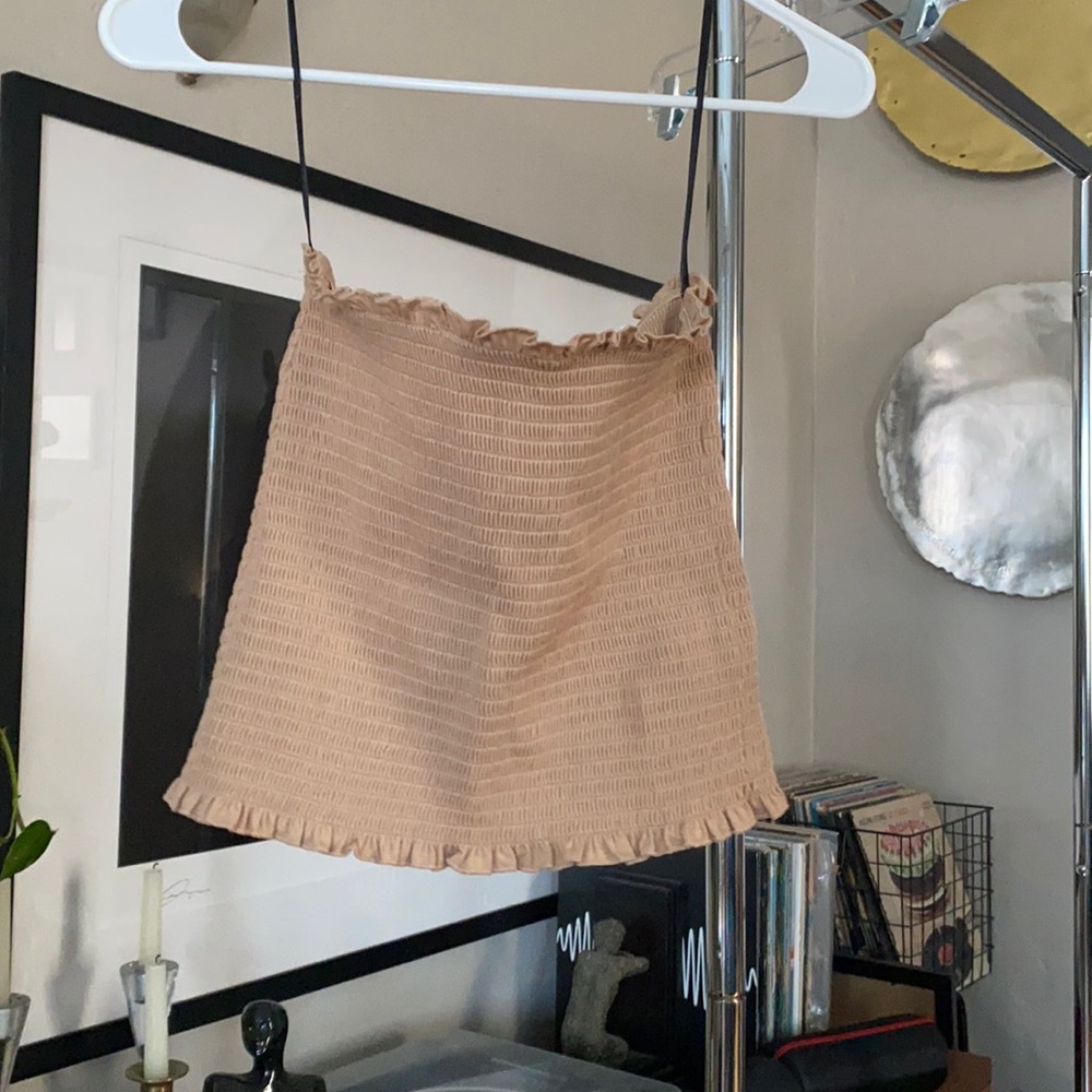 Tan strapless tube top